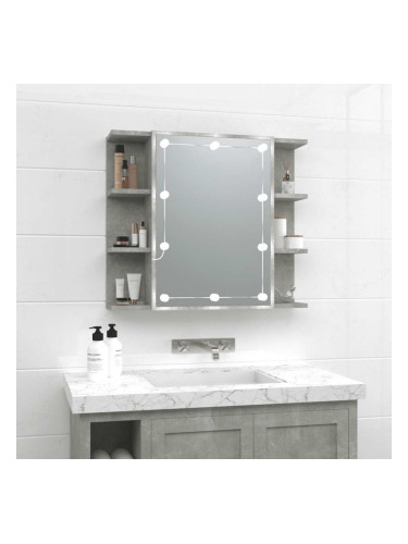 Sonata H Огледален шкаф с LED, бетонно сив, 70x16,5x60 см