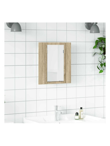 Sonata H Шкаф с LED огледало за баня, дъб сонома, 40x12x45 см, акрил