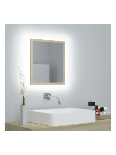 Sonata H LED огледало за баня, дъб сонома, 40x8,5x37 см, акрил