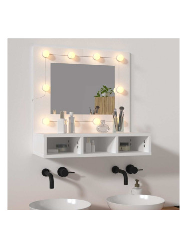 Sonata H Огледален шкаф с LED, бял, 60x31,5x62 см