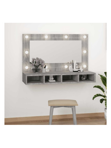 Sonata H Огледален шкаф с LED, сив сонома, 90x31,5x62 см