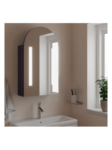 Sonata H Огледален шкаф за баня с LED светлина дъговиден сив 42x13x70 см