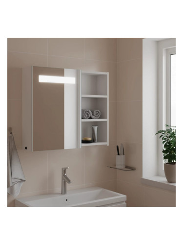 Sonata H Огледален шкаф за баня с LED светлина бял 60x13x52 см