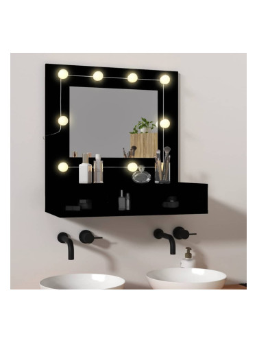 Sonata H Огледален шкаф с LED, черен, 60x31,5x62 см