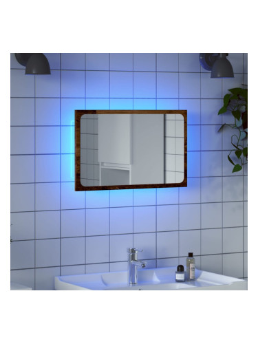 Sonata H Огледало за баня с LED светлина, старо дърво, 60x8,5x38 cm