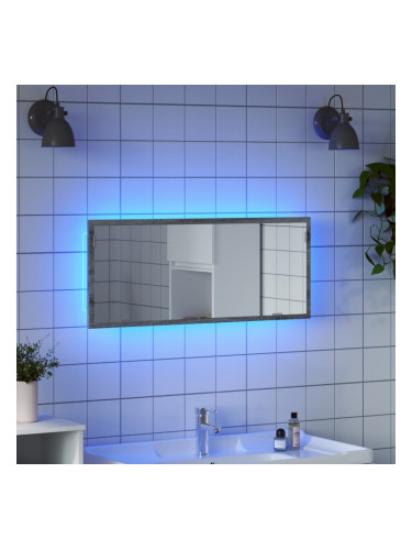 Sonata H LED огледало за баня, сив сонома, 100x8,5x37см, инженерно дърво