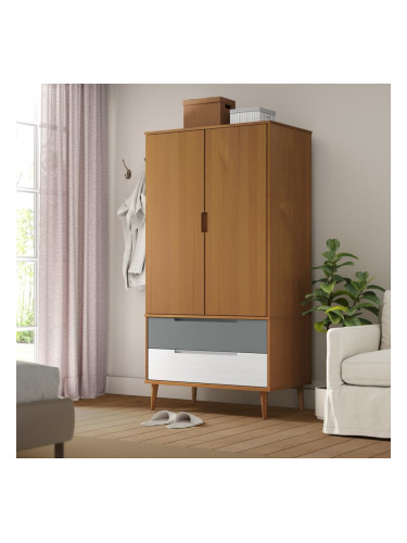 Sonata H Гардероб MOLDE, кафяв, 90x55x175 см, бор масив