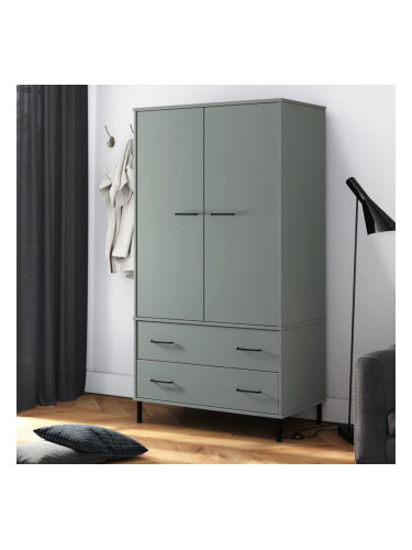 Sonata H Гардероб с метални крака сива 90x55x172,5 см масивно дърво OSLO