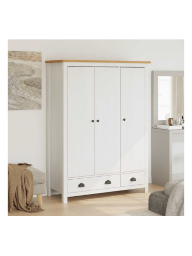 Sonata H Гардероб с 3 врати Hill бял 127x50x170 см борово дърво масив