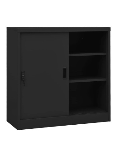 Sonata H Офис шкаф с плъзгаща се врата, антрацит, 90x40x90 см, стомана