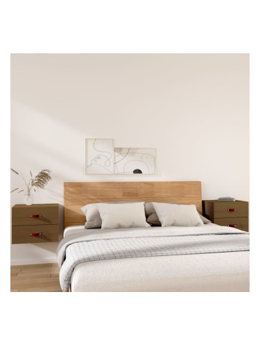 Sonata H Нощни шкафчета за стенен монтаж 2 бр меденокафяви 50x36x40 см