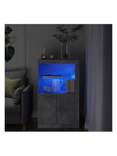 Sonata H Страничен шкаф с LED осветление, бетонно сив, инженерно дърво