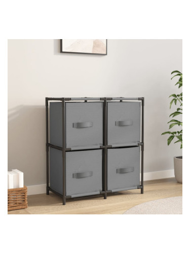 Sonata H Шкаф за съхранение 4 текстилни кошници сив 63x30x71 см стомана