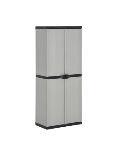Sonata H Градински шкаф за съхранение с 3 рафта сиво-черен 68x40x168 см