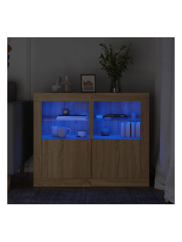Sonata H Странични шкафчета с LED, 2 бр, сонома дъб, инженерно дърво