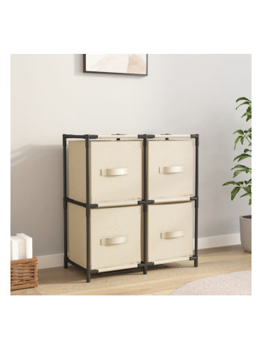Sonata H Шкаф за съхранение 4 кошници от плат кремав 63x30x71 см стомана
