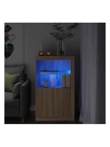Sonata H Страничен шкаф с LED осветление, дъб сонома, инженерно дърво