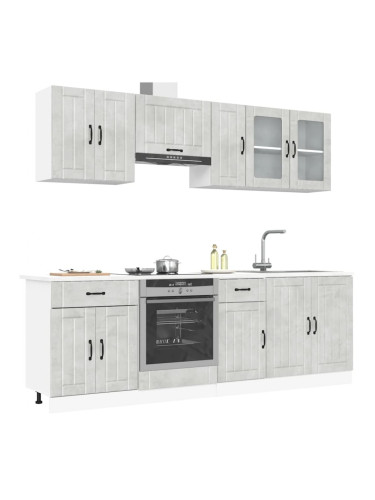 Sonata H Комплект кухненски шкафове от 8 части Lucca, бетонно сив, инженерно дърво