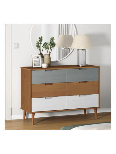 Sonata H Шкаф с чекмеджета MOLDE, кафяв, 113x40x80 см, бор масив