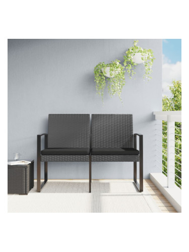 Sonata H 2-местна градинска пейка с възглавници, тъмносива, PP ратан