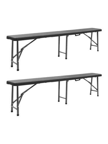 Sonata H Сгъваеми градински пейки, 2 бр, 180 см, HDPE, черни