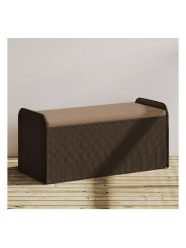 Sonata H Пейка за съхранение с възглавница кафява 115x51x52 см полиратан