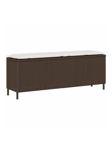 Sonata H Градинска пейка с възглавница Кафява 110x30x40,5 cm Поли ратан