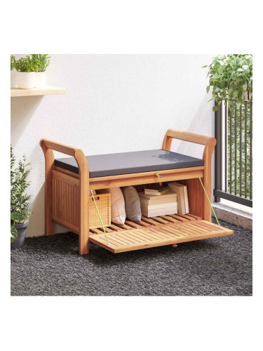 Sonata H Градинска пейка за съхранение с възглавница 91 см акация масив