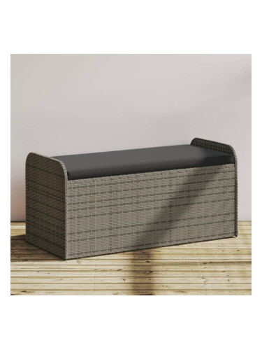 Sonata H Пейка за съхранение с възглавница сива 115x51x52 см полиратан