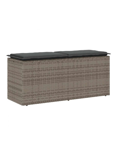 Sonata H Градинска пейка с възглавница сива 110x40x44 cm Поли ратан