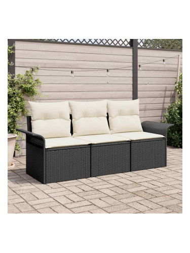 Sonata H Градински Софа Комплект 3 pcs Черно 196 x 62 x 85см полиратан