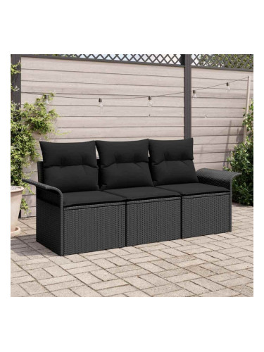 Sonata H Градински Софа Комплект 3 pcs Черно 196 x 62 x 85см полиратан