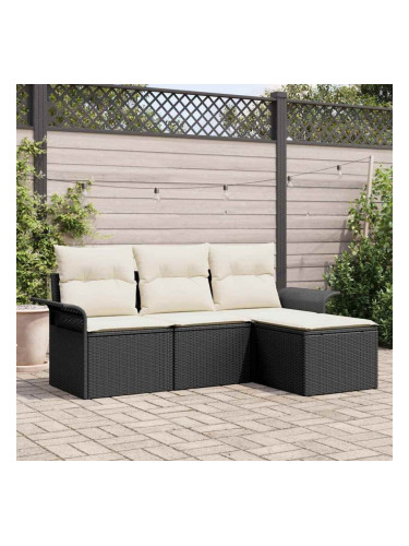 Sonata H Градински Софа Комплект 4 pcs Черно 55 x 55 x 37см полиратан