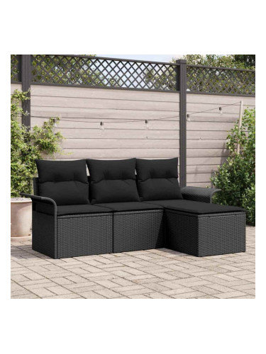 Sonata H Градински Софа Комплект 4 pcs Черно 55 x 55 x 37см полиратан