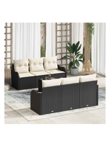 Sonata H Градински Софа Комплект 7 pcs Черно 55 x 55 x 37 см Полиратан