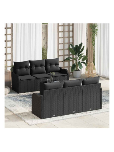 Sonata H Градински Софа Комплект 7 pcs Черно 55 x 55 x 37 см Полиратан