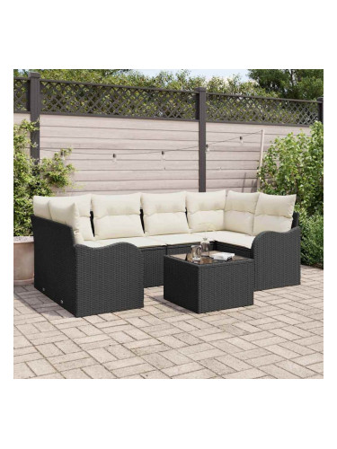Sonata H Градински Софа Комплект 7 pcs Черно 55 x 55 x 37 см Полиратан