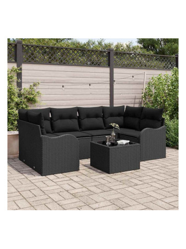 Sonata H Градински Софа Комплект 7 pcs Черно 55 x 55 x 37 см Полиратан