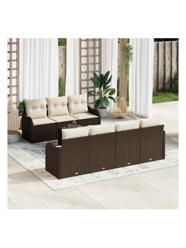 Sonata H Градински Софа Комплект 8 pcs Кафяво 55 x 55 x 37 см Полиратан
