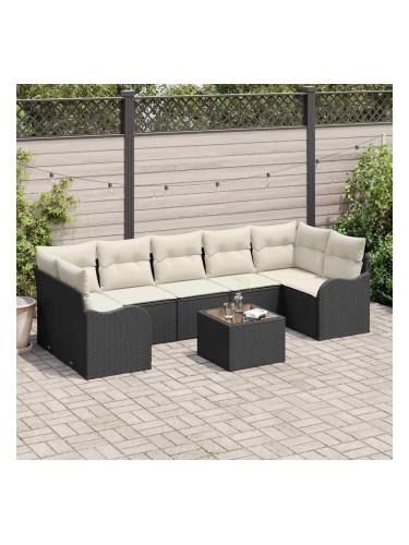 Sonata H Градински Софа Комплект 8 pcs Черно 55 x 55 x 37 см Полиратан