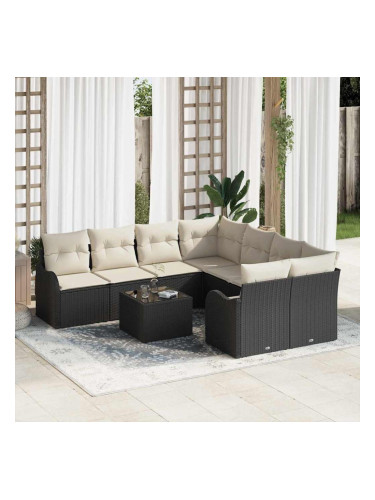 Sonata H Градински Софа Комплект 9 pcs Черно 55 x 55 x 37 см Полиратан