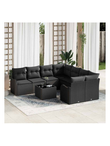 Sonata H Градински Софа Комплект 9 pcs Черно 55 x 55 x 37 см Полиратан
