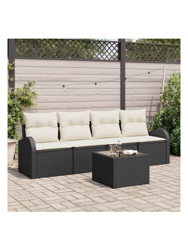 Sonata H Градински Софа Комплект 5 pcs Черно 55 x 55 x 37 см Полиратан