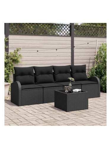 Sonata H Градински Софа Комплект 5 pcs Черно 55 x 55 x 37 см Полиратан