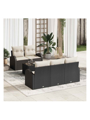 Sonata H Градински Софа Комплект 6 pcs Черно 55 x 55 x 37 см Полиратан