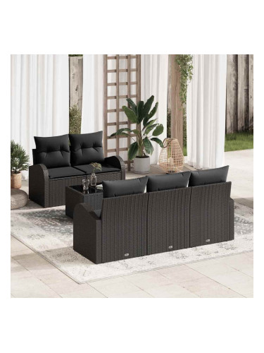 Sonata H Градински Софа Комплект 6 pcs Черно 55 x 55 x 37 см Полиратан
