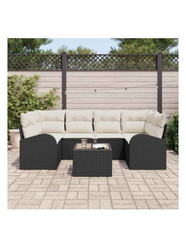 Sonata H Градински Софа Комплект 7 pcs Черно 55 x 55 x 37 см Полиратан