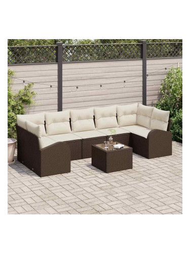Sonata H Градински Софа Комплект 8 pcs Кафяво 55 x 55 x 37 см полиратан