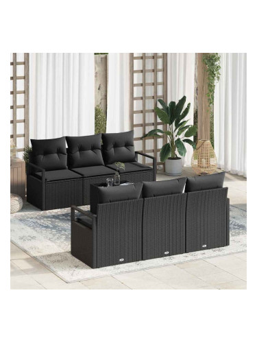 Sonata H Градински Софа Комплект 7 pcs Черно 55 x 55 x 37 см полиратан