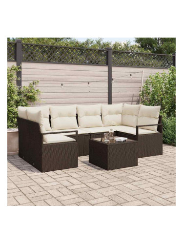 Sonata H Градински Софа Комплект 7 pcs Кафяв и Кремав 55 x 55 x 37 см